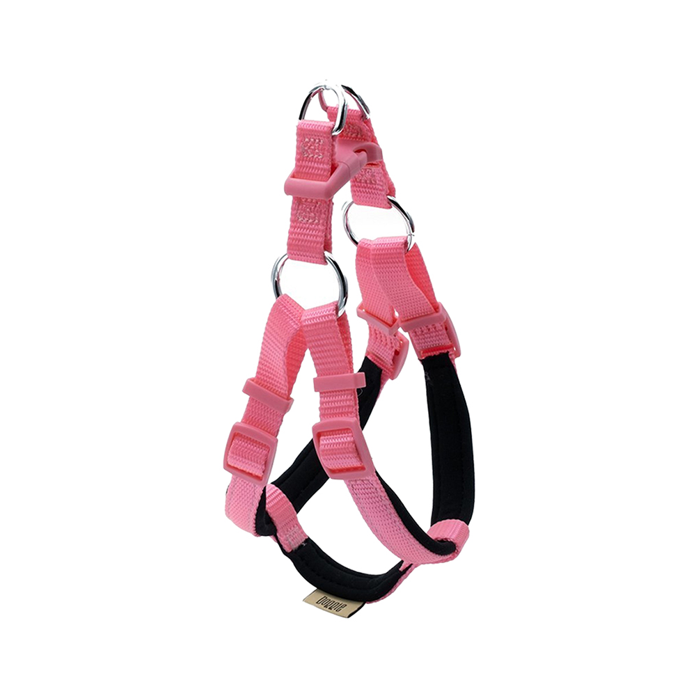 Doggie Konforlu Dokumadan El Yapımı Ronin Model Köpek Göğüs Tasması Pembe (1,5 x 40 - 45 cm)