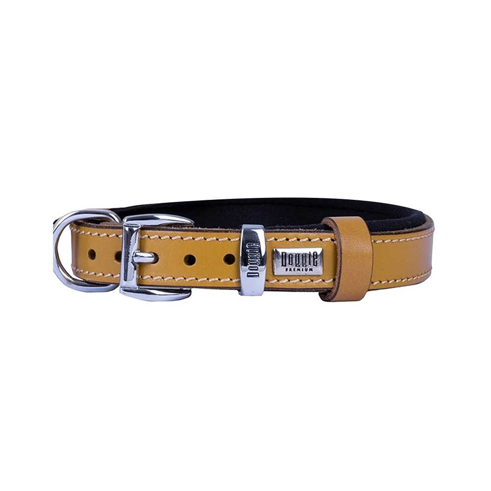 Doggie Konforlu Gerçek Deriden El Yapımı Pati Desenli Köpek Boyun Tasması Camel (2 x 30 - 35 cm)