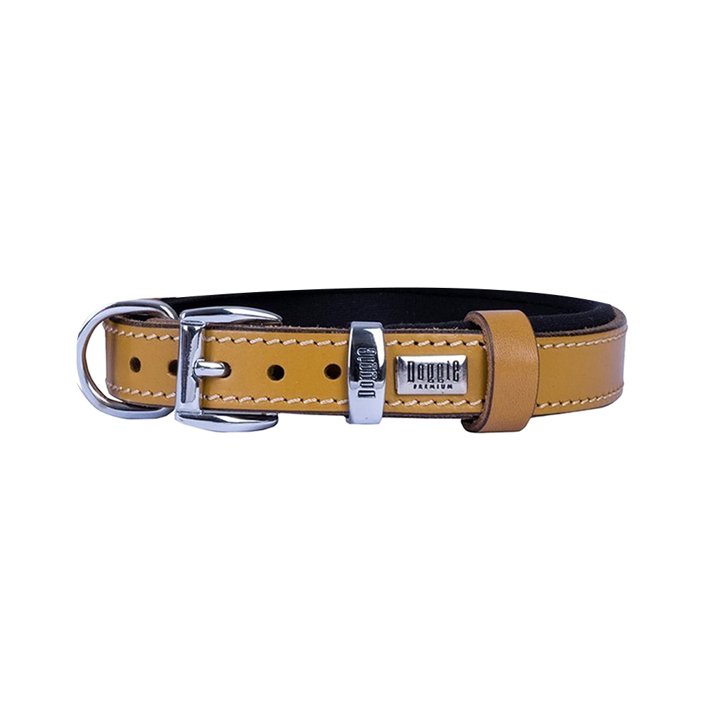 Doggie Konforlu Gerçek Deriden El Yapımı Pati Desenli Köpek Boyun Tasması Camel (2 x 35 - 40 cm)