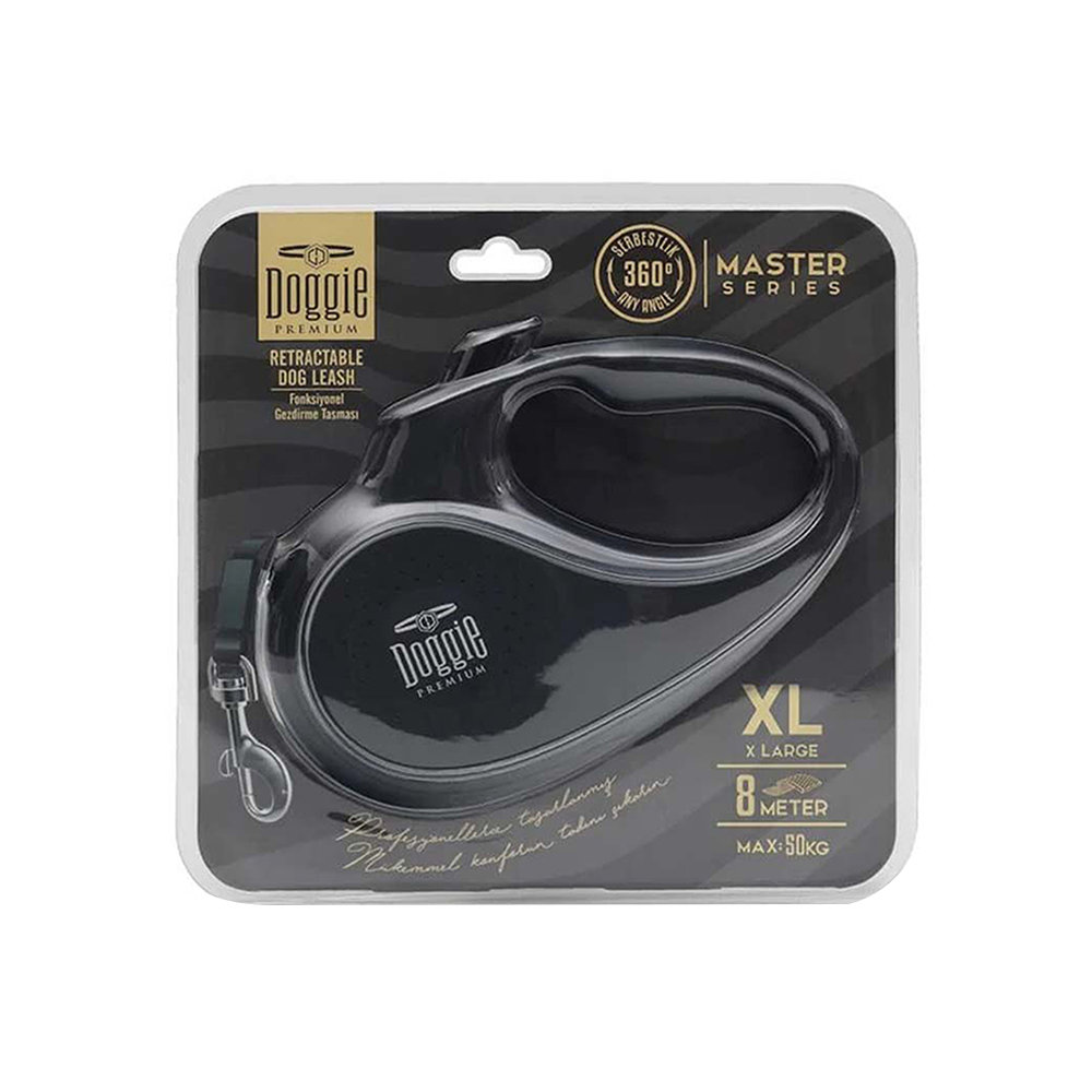 Doggie Master Serisi Otomatik Siyah XL Tasma (8 m)