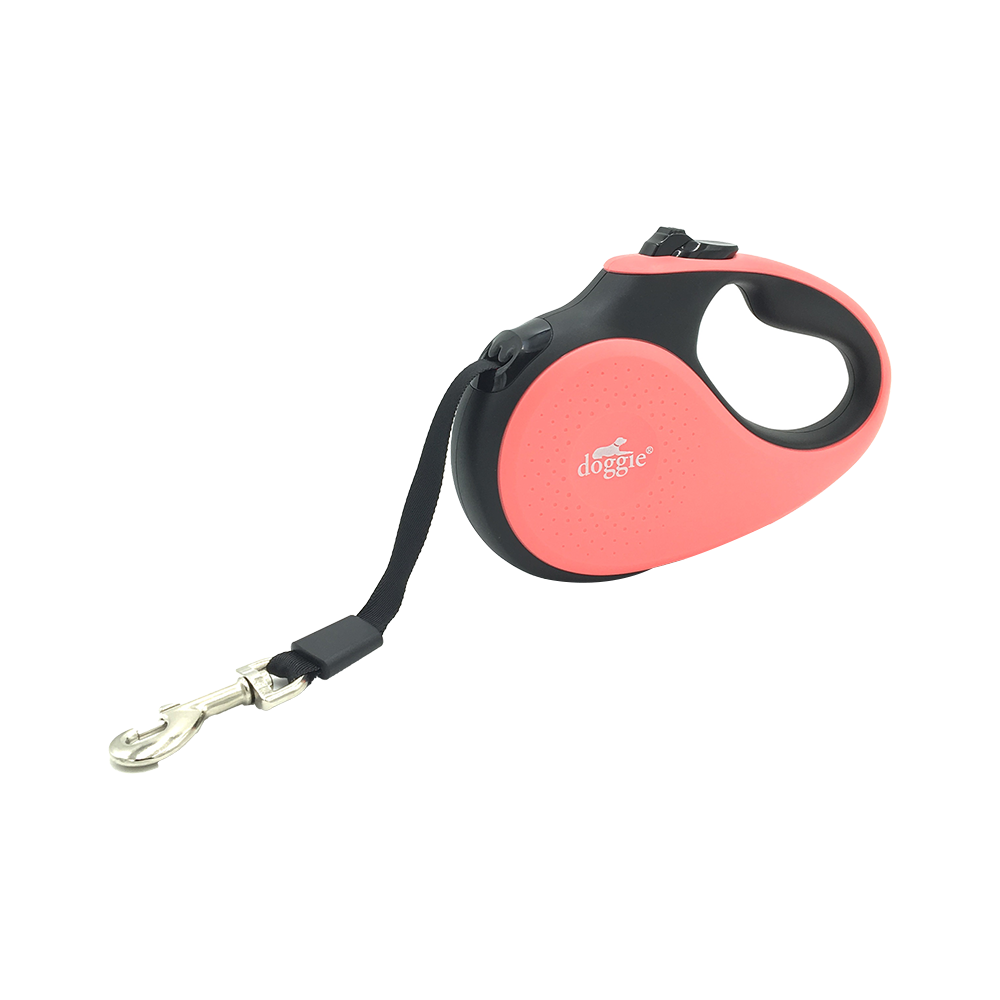 Doggie Pembe Soft Seri Otomatik Makaralı Gezdirme Tasması (5 m)