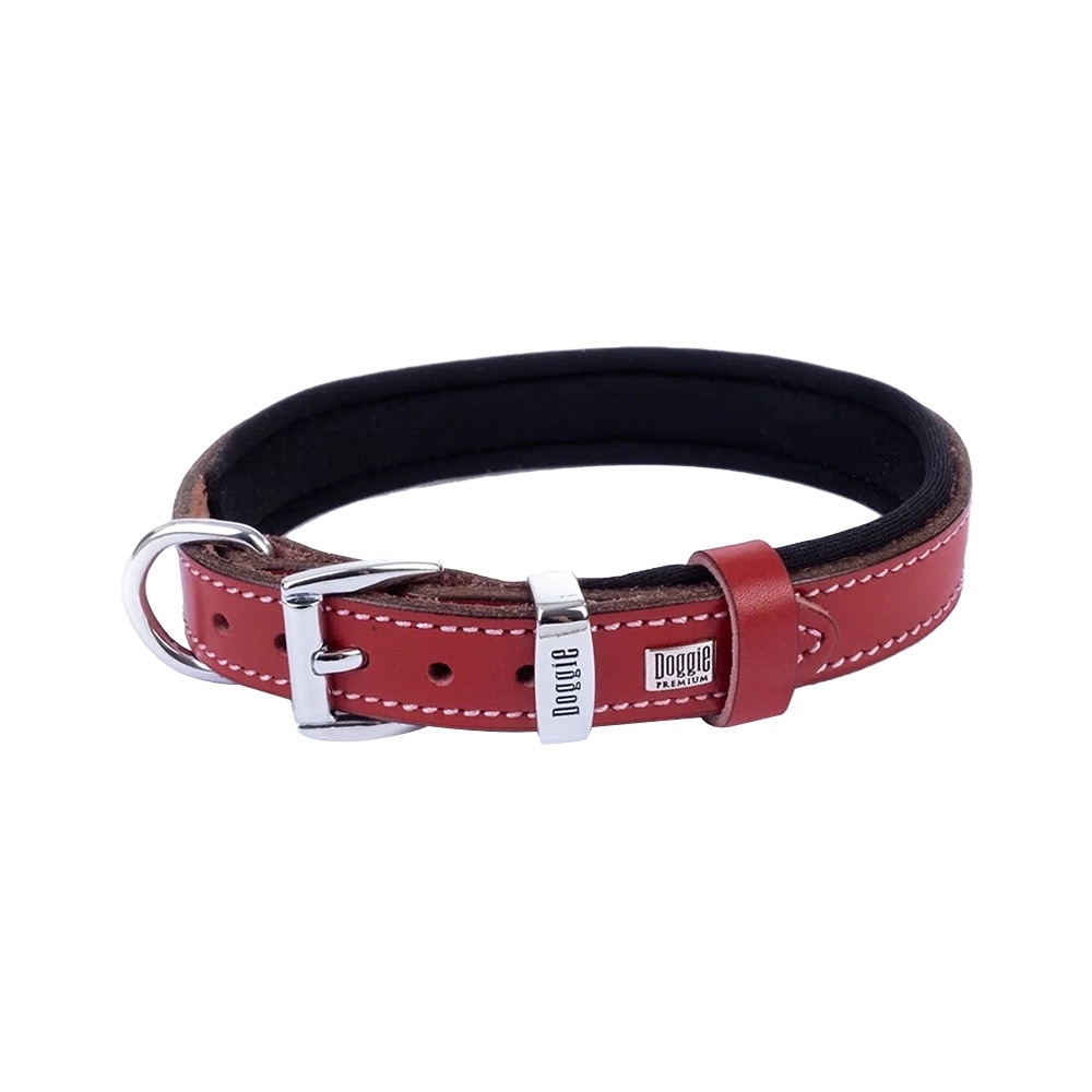 Doggie Yumuşak Dokulu Pati Desenli Köpek Boyun Tasması Kırmızı (4 x 52 - 60 cm)