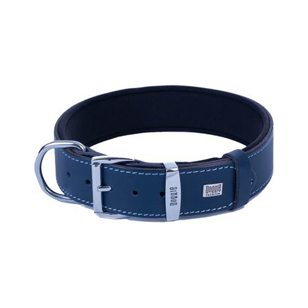 Doggie Yumuşak Dokulu Pati Desenli Köpek Boyun Tasması Mavi (2,5 x 37 - 45 cm)