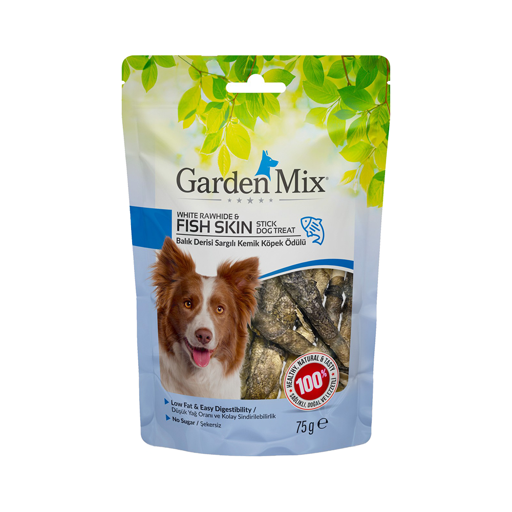 Garden Mix Balık Derisi Sargılı Kemik Köpek Ödülü (75 g)