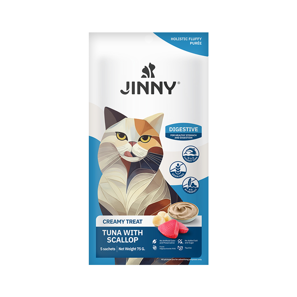Jinny Ton Balıklı Deniz Taraklı Sindirim Destekleyici Creamy Kedi Ödülü (5 x 15 g)