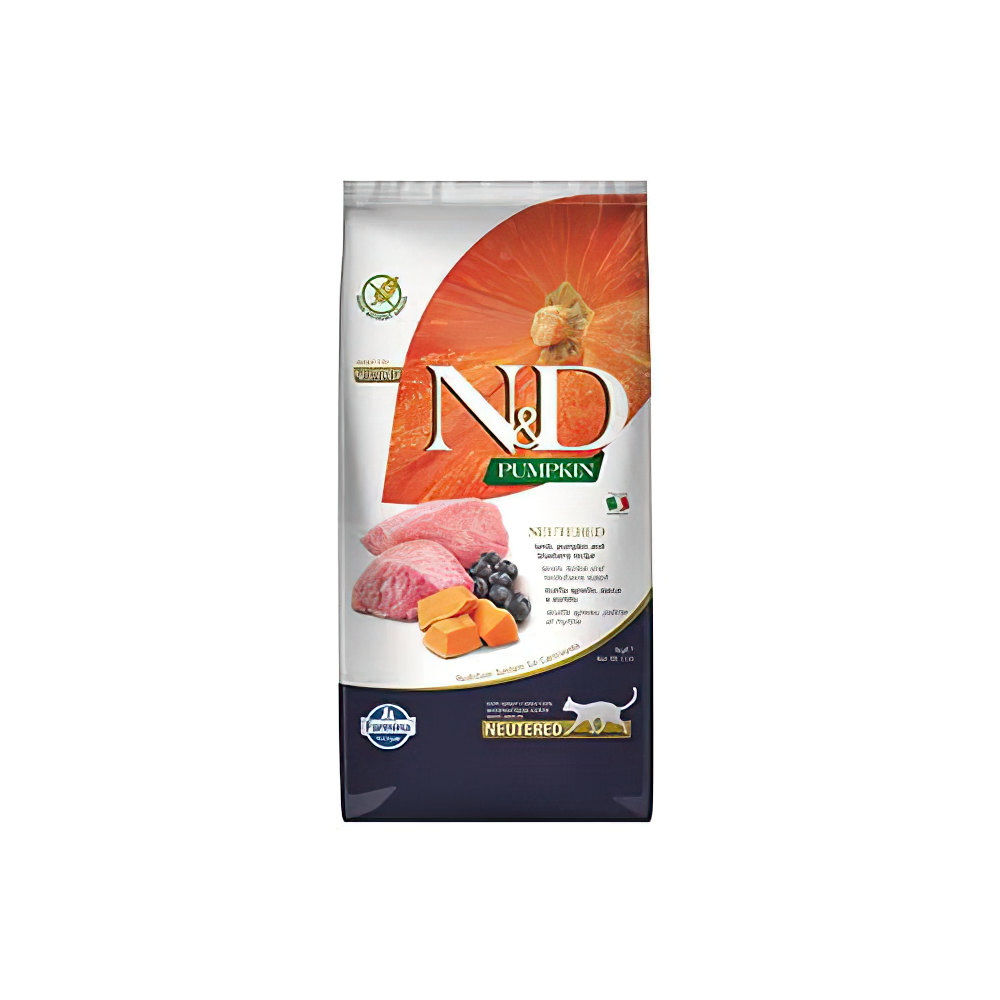 N&D Pumpkin Bal Kabaklı, Kuzu Etli & Yaban Mersinli Kısırlaştırılmış Kedi Maması (5 kg)