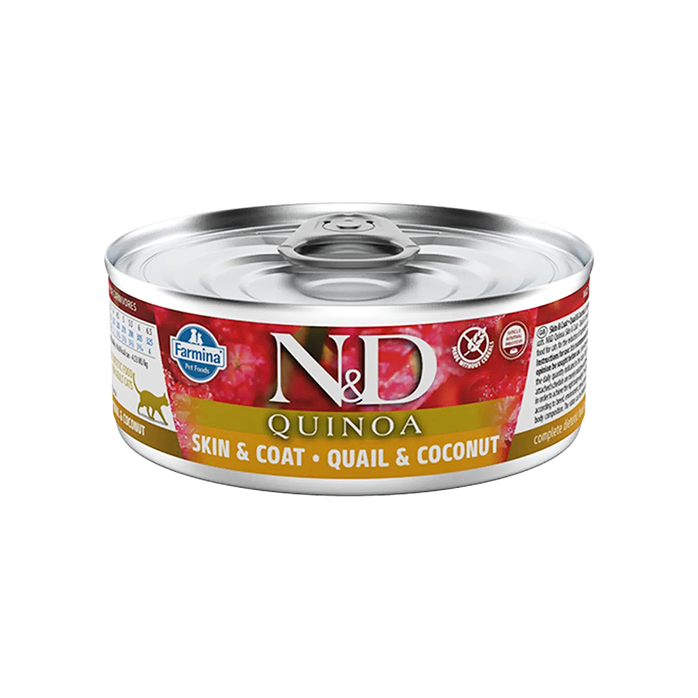 N&D Quinoa Bıldırcınlı ve Hindistan Cevizli Yetişkin Kedi Konserve Maması (80 g)