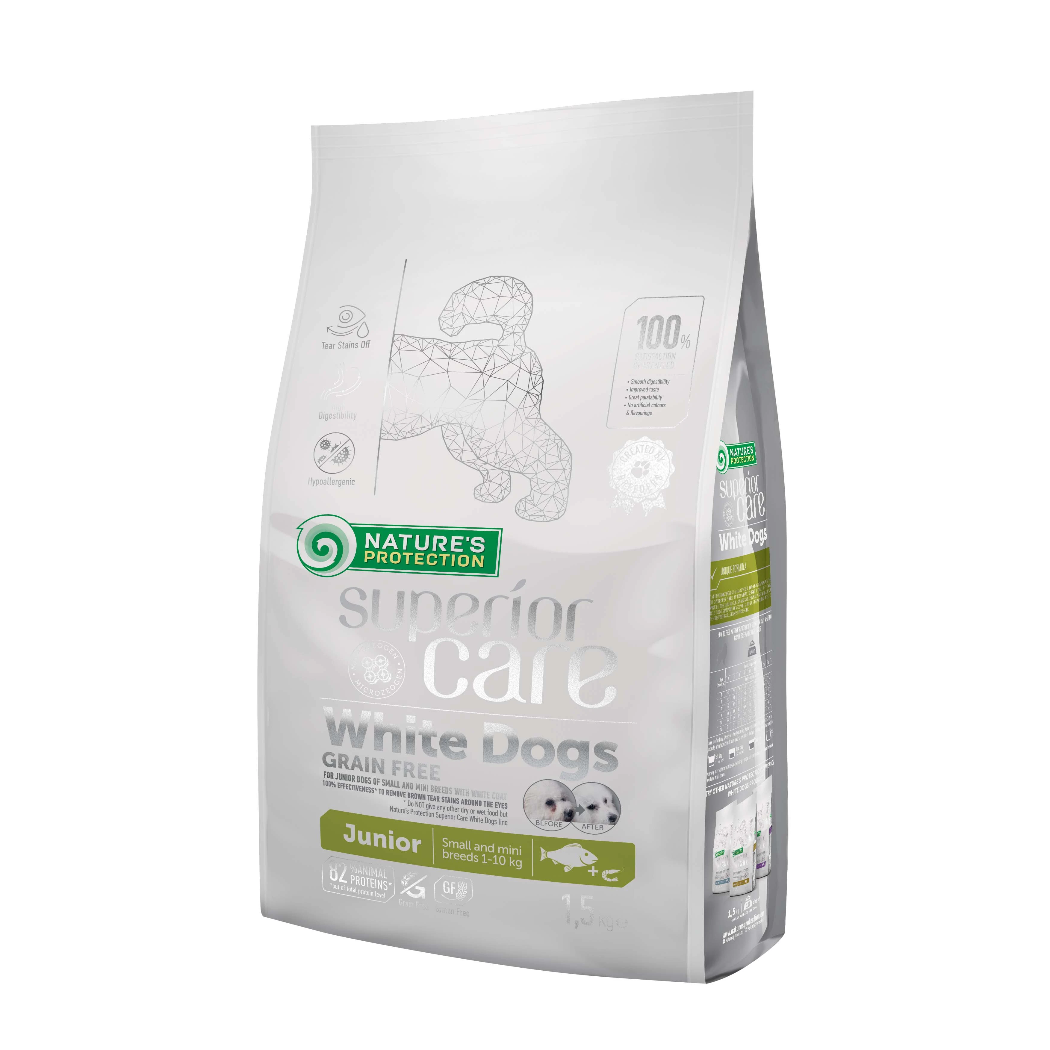 Nature's Protection Superior Care Beyaz Tüylü Köpekler için Balıklı Tahılsız Küçük Irk Yavru Köpek Maması 1,5kg