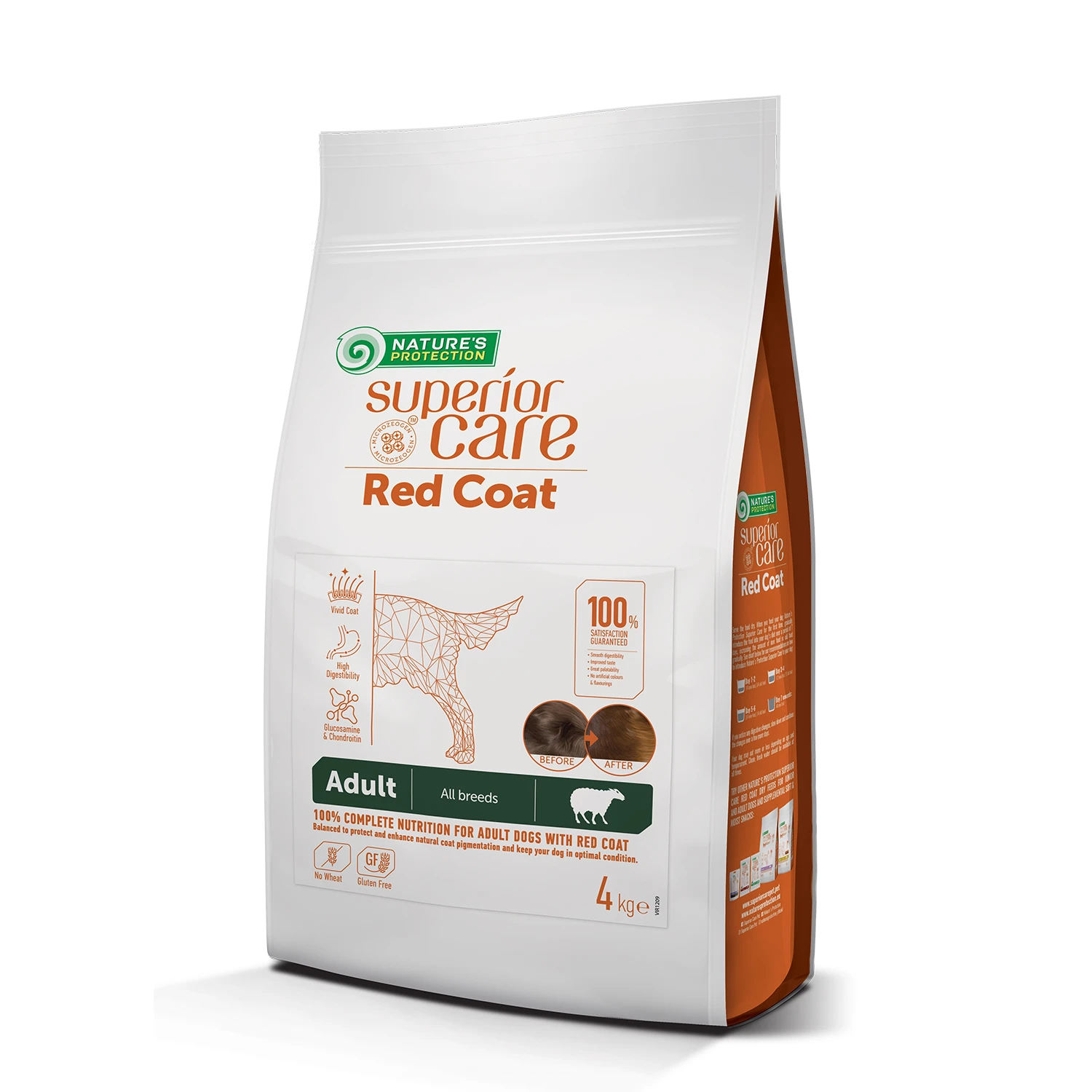 Nature's Protection Superior Care Kızıl Kahverengi Tüylü Köpekler İçin Tahılsız Kuzulu Tüm Irklar Yetişkin Köpek Maması 4kg