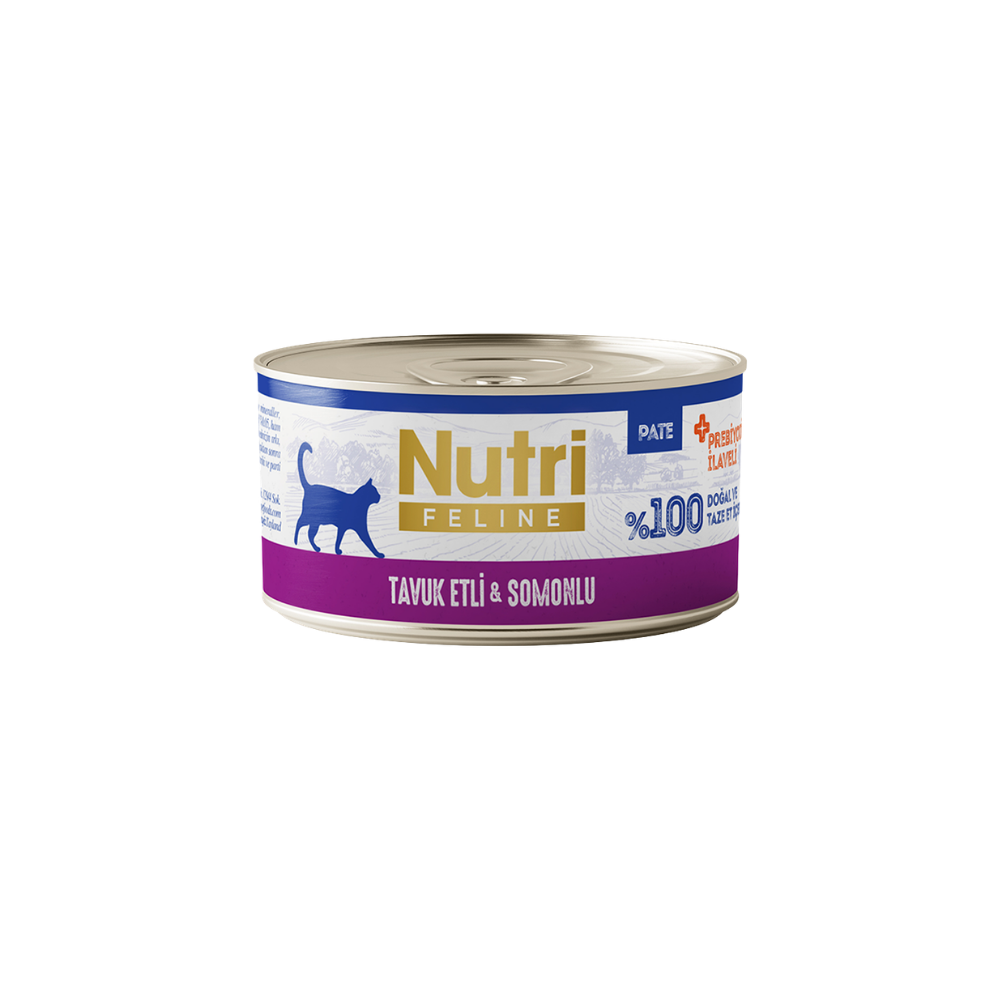 Nutri Feline Tavuk Etli ve Somonlu Tahılsız Konserve Yetişkin Kedi Maması (70 g)