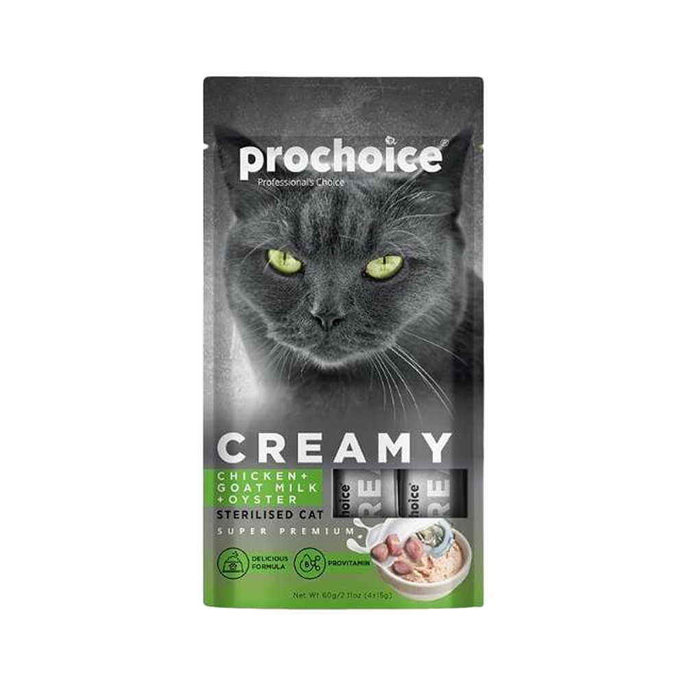Prochoice Creamy Tavuk Etli ve İstiridyeli Sıvı Kedi Ödül Maması (4 x 15 g)