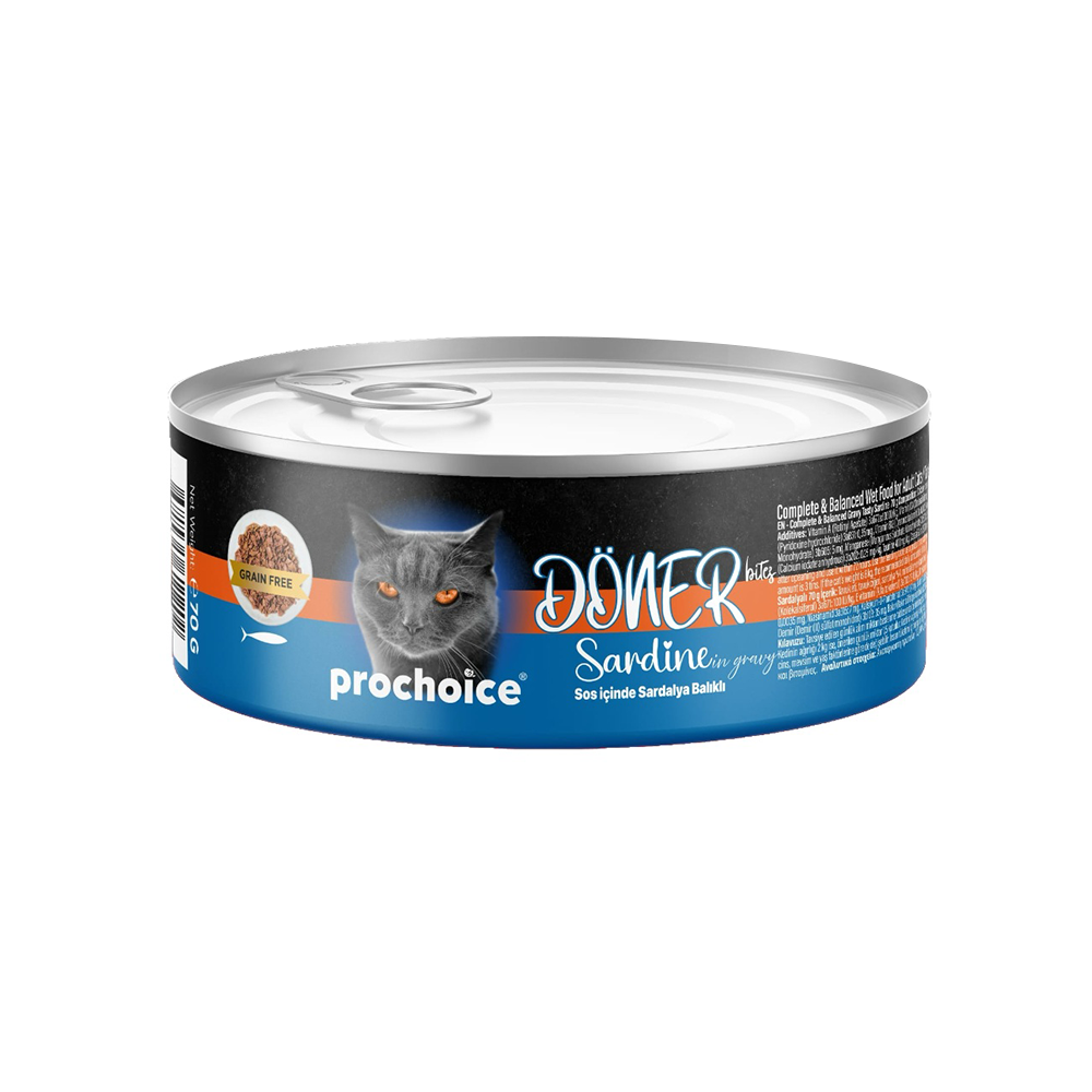Prochoice Döner Bites Sos İçinde Sardalya Balıklı Yetişkin Kedi Maması (70 g)