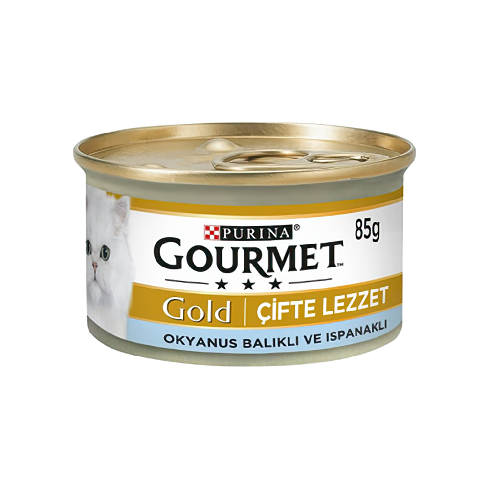 Purina Gourmet Gold Çifte Lezzet Okyanus Balıklı ve Ispanaklı Yetişkin Kedi Konserve Maması (85 g)