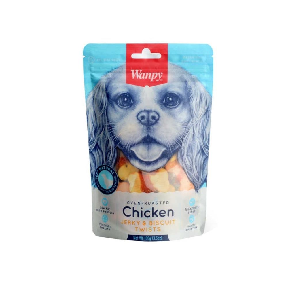 Wanpy Tavuk Etli Jerky Burgulu Köpek Bisküvisi (100 g)