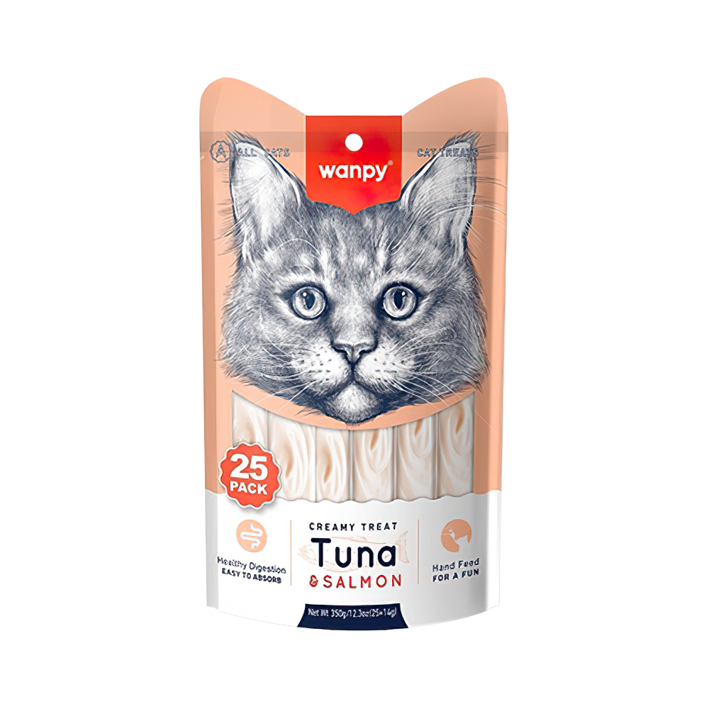 Wanpy Ton Balıklı ve Somonlu Sıvı Kedi Ödül Maması (25 x 14 g)